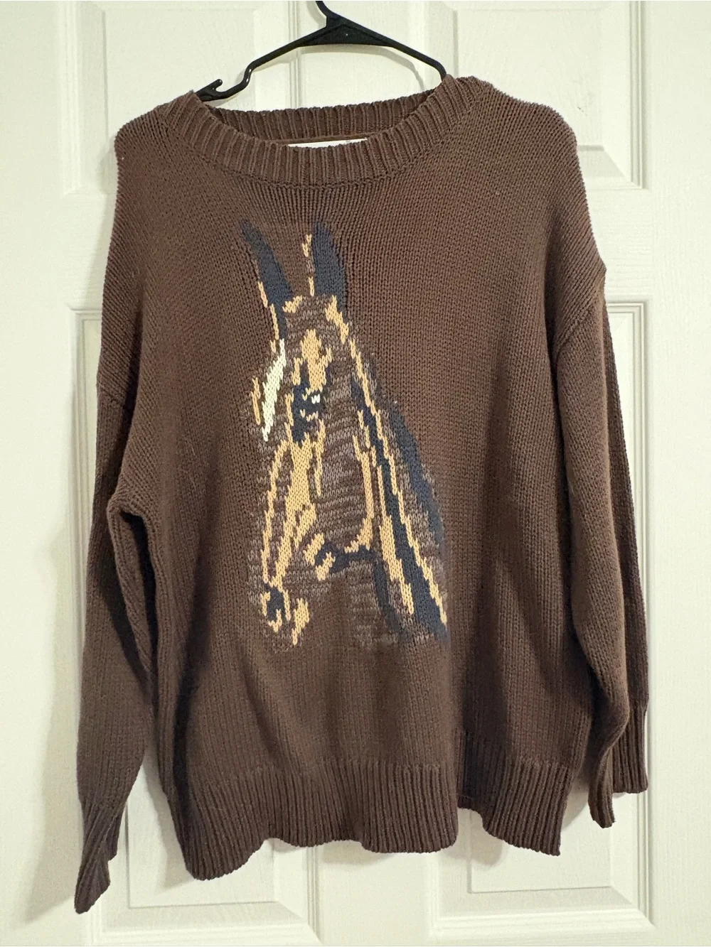 NWOT Oversized Altar’d State Brown Knit Sweater with Horse - Picture 1 of 3